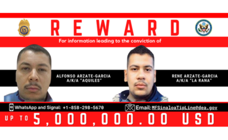 Governo americano tamb&eacute;m ofereceu uma recompensa por informa&ccedil;&otilde;es sobre o paradeiro de irm&atilde;os que lideram o Cartel de Sinaloa