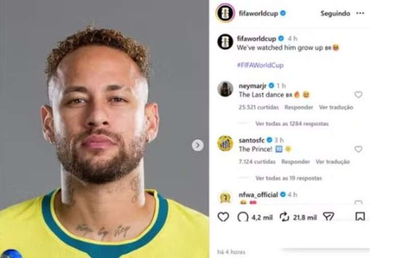 Neymar vai para sua quarta e &uacute;ltima Copa do Mundo. Ele defendeu o Brasil&nbsp;nas tr&ecirc;s edi&ccedil;&otilde;es anteriores &mdash; 2014, 2018 e 2022 &ndash;