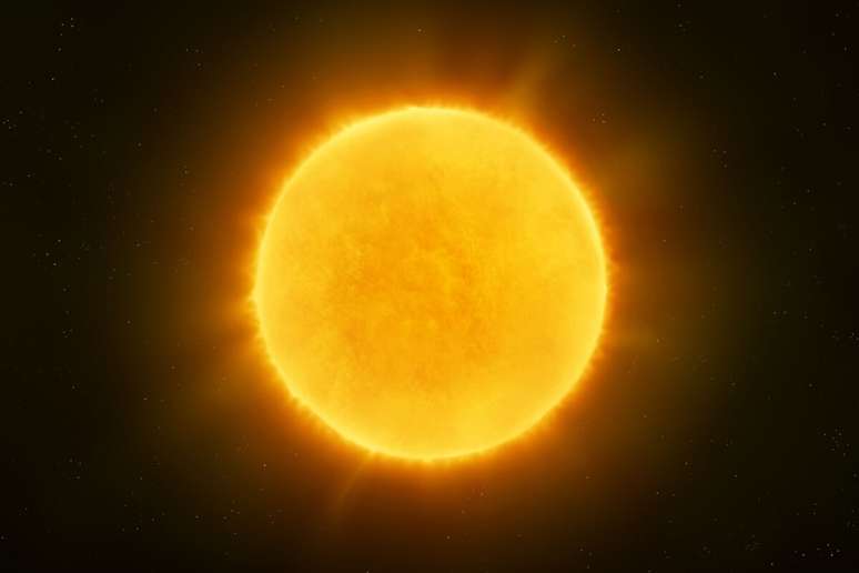 Ilustra&ccedil;&atilde;o do Sol em fundo preto