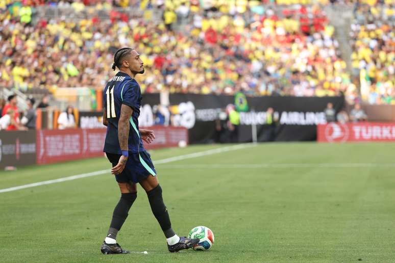 CLEVELAND, OHIO &ndash; JUNE 06: Raphinha of Brazil controls the ball during the international friendly match between Brazil and Egypt at Huntington Bank Field on June 06, 2026 in Cleveland, Ohio. (Photo by Kirk Irwin/Getty Images)