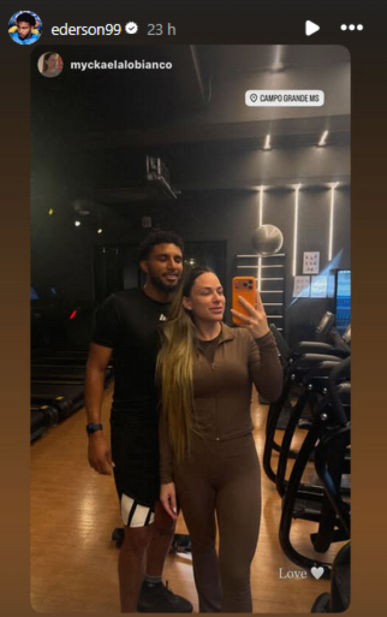 &Eacute;derson publicou uma foto com a esposa h&aacute; menos de um dia, em Campo Grande