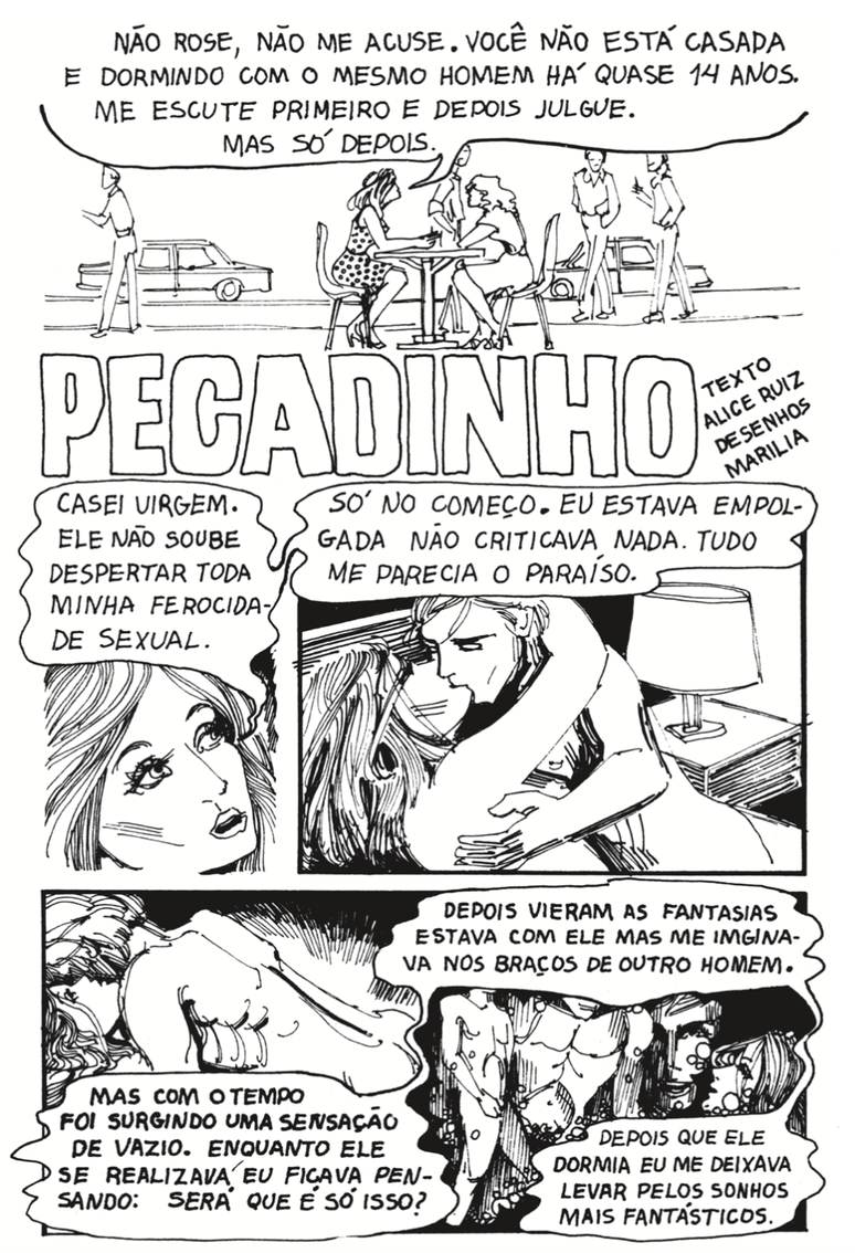 Trecho da HQ Pecadinho, escrita por Alice Ruiz e publicada na extinta revista Rose