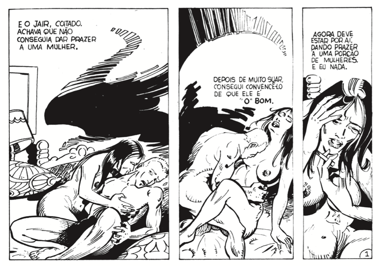 Trecho da HQ Lua, Um S&oacute; Amor, da sexta edi&ccedil;&atilde;o da revista Maria Er&oacute;tica