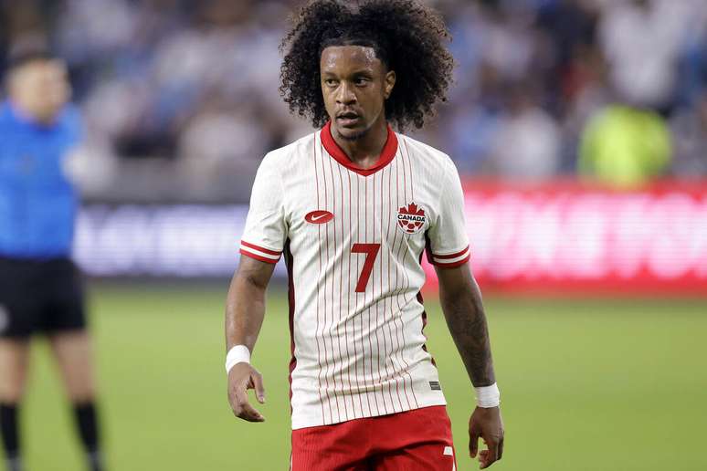 Jayden Nelson em a&ccedil;&atilde;o com a camisa da sele&ccedil;&atilde;o do Canad&aacute; &ndash;