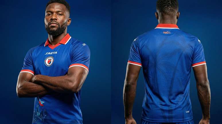 Uniforme da sele&ccedil;&atilde;o do Haiti que foi anunciado pela Saeta