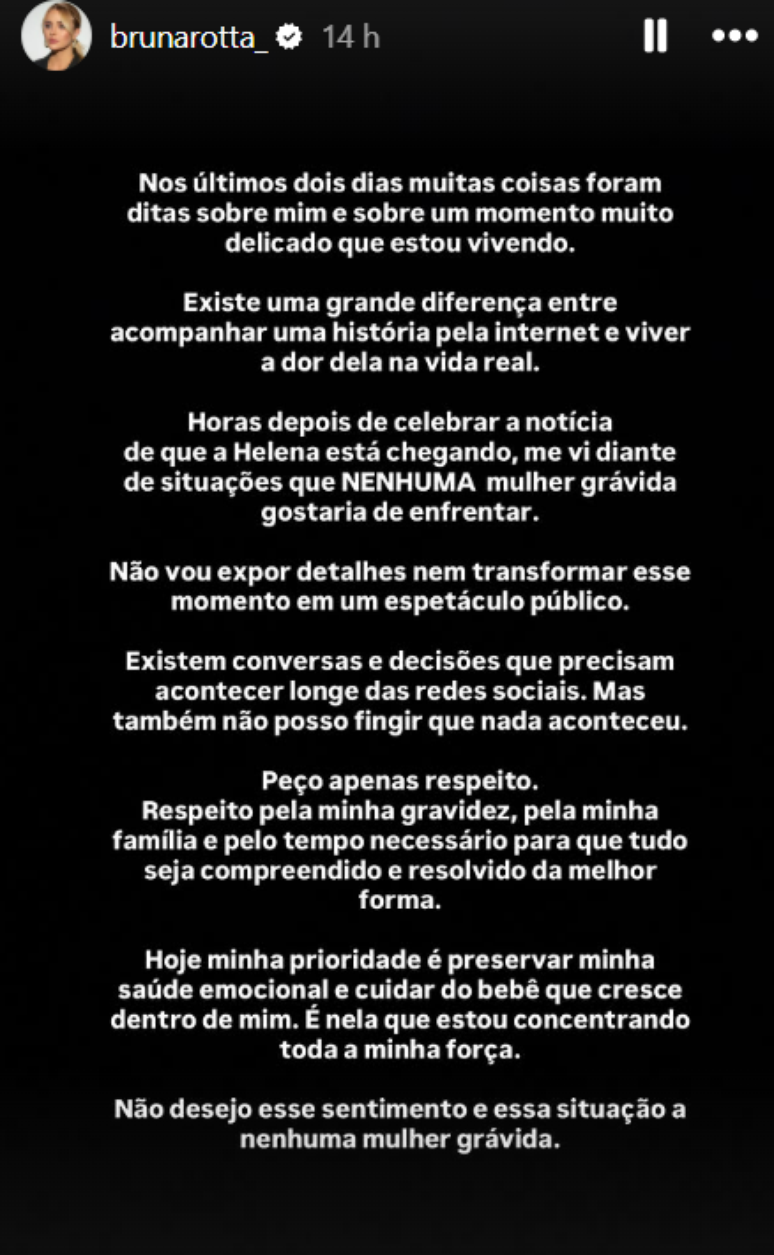 Bruna fez um desabafo sobre o t&eacute;rmino nos Stories do Instagram