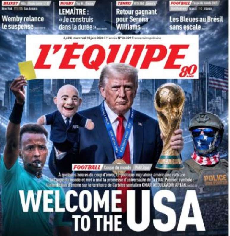 Capa do jornal franc&ecirc;s LEquipe critica Trump