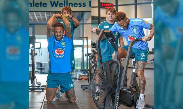 Neymar na academia nesta quinta-feira (11/6) &ndash;