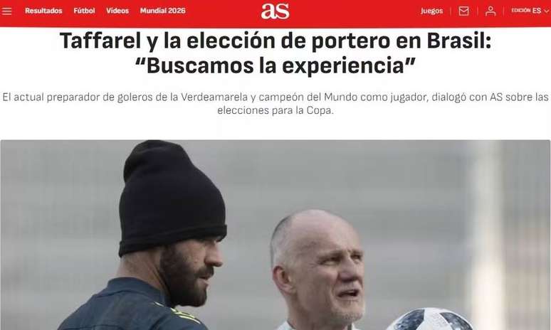 Taffarel em entrevista ao jornal espanhol AS
