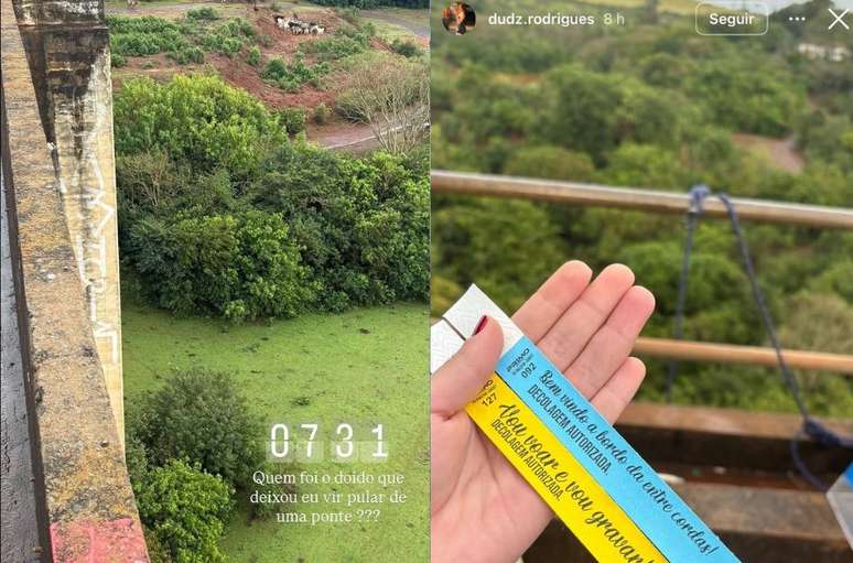 Maria Eduarda Rodrigues Freitas fez posts nas redes sociais antes de ser lan&ccedil;ada em rope jump