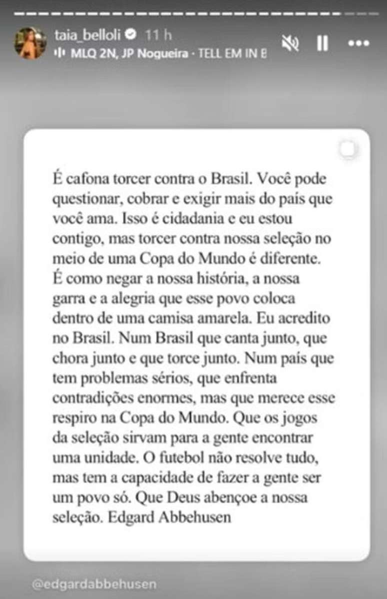 Texto compartilhado por Belloli &ndash;