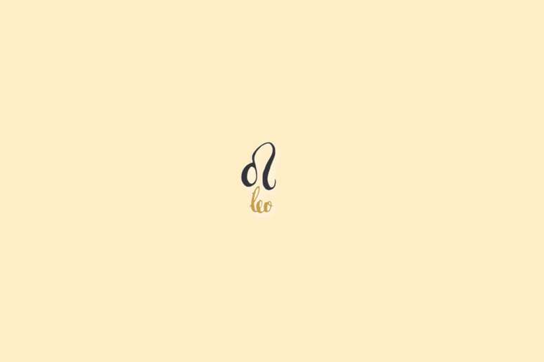 Ilustra&ccedil;&atilde;o do signo de le&atilde;o, centralizado em um fundo bege-claro, com o nome do signo embaixo