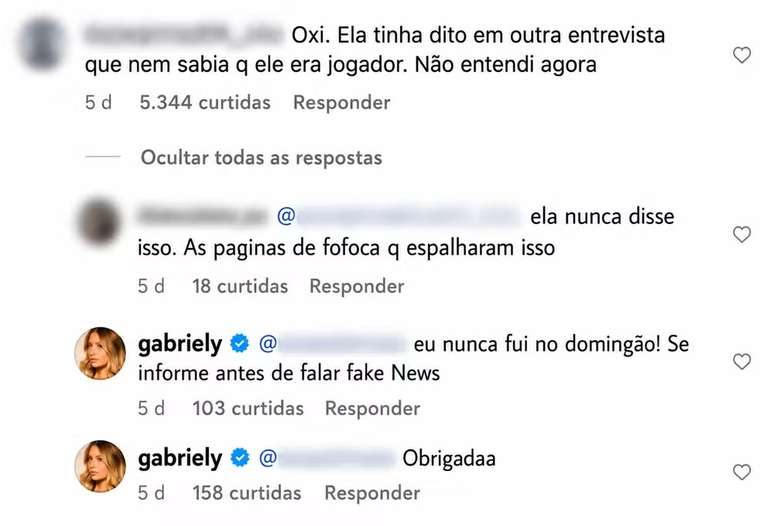 Coment&aacute;rios de Gabriely Miranda esposa de Endrick- 