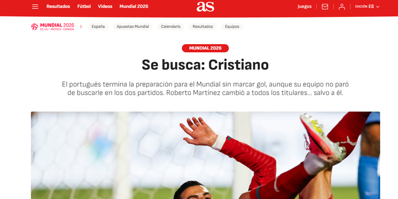 AS questiona atua&ccedil;&otilde;es de Cristiano Ronaldo