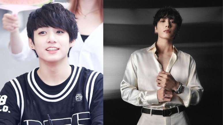 Jung Kook antes e depois.