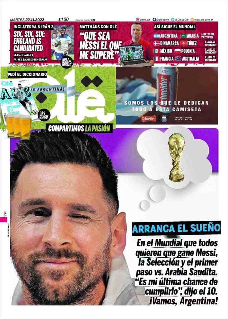 Capa do di&aacute;rio Ol&eacute; em 2022 &ndash;