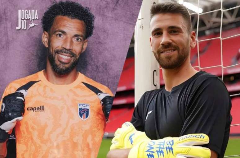 Arquivo J10 com fotos de divulga&ccedil;&atilde;o - Legenda: Vozinha, goleiro de Cabo Verde, e Unai Simon (D), da Espanha