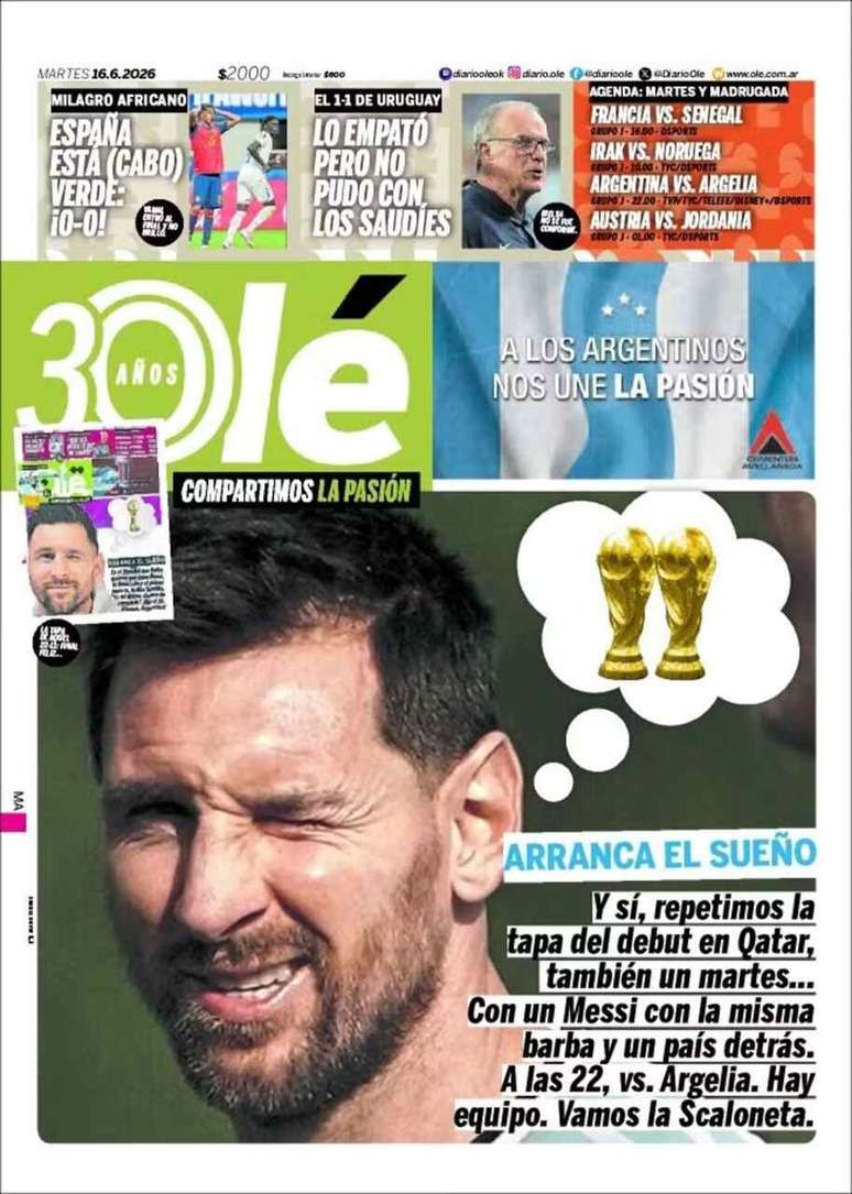 Capa do di&aacute;rio Ol&eacute; em 2026 &ndash;