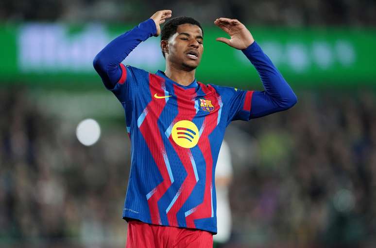 Marcus Rashford em partida do Barcelona contra o Racing Santander &ndash; 