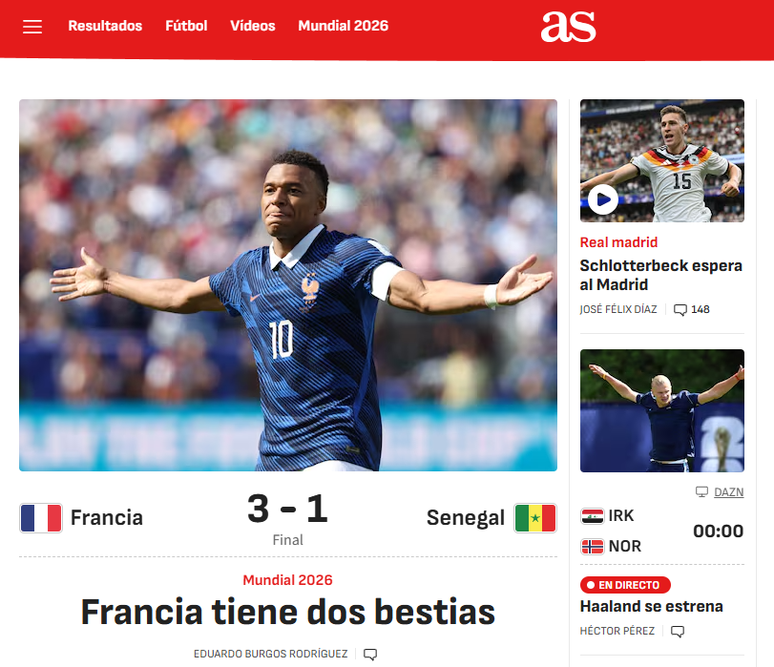 AS destaca dupla formada por Mbapp&eacute; e Olise