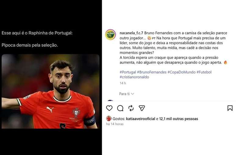 K&aacute;tia Aveiro curtiu postagem com cr&iacute;ticas a Bruno Fernandes &ndash; Reprodu&ccedil;&atilde;o