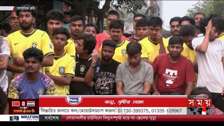 Jornalistas de Bangladesh usam camisa do Brasil na televis&atilde;o