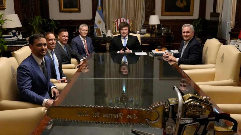 O presidente Javier Milei recebeu Peter Thiel na Casa Rosada em abril