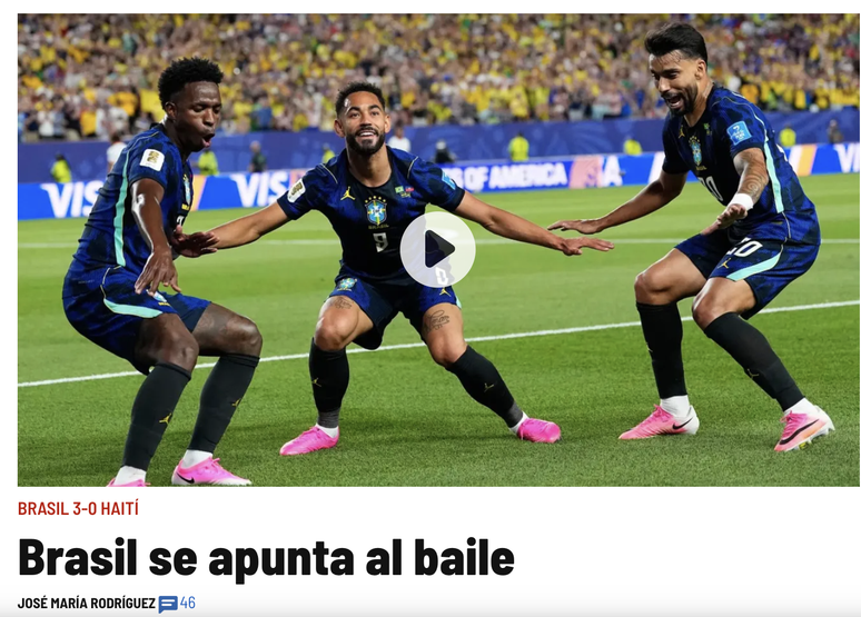 Na Espanha, o jornal Marca disse que o 'Brasil entrou na dan&ccedil;a', o que pode ser entendido neste contexto como entrar na disputa para valer da Copa