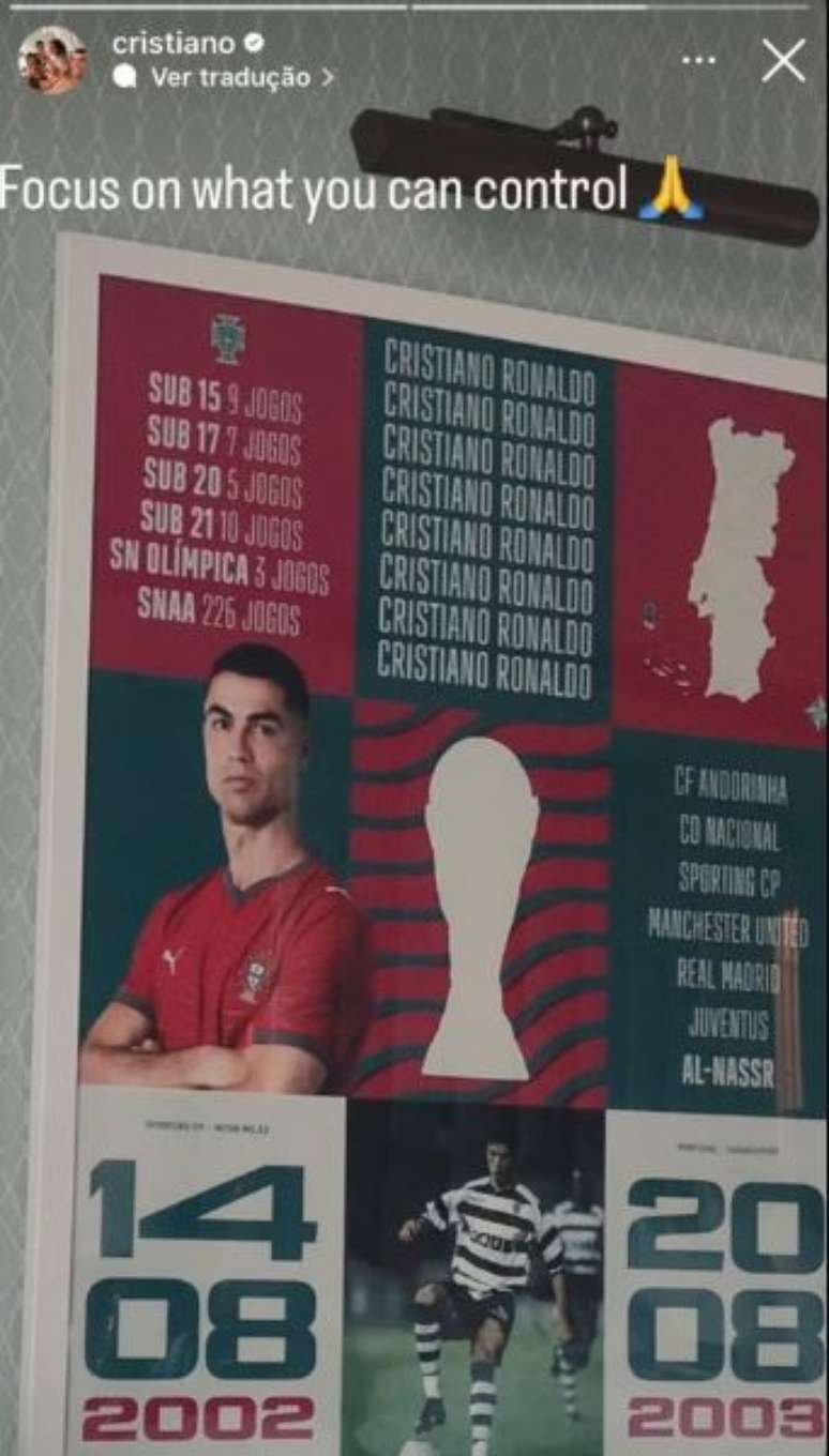 Cristiano Ronaldo publicou mapa nos Stories