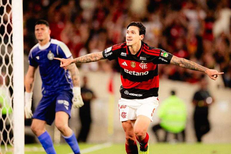 Pedro comemora gol contra o Coritiba, no &uacute;ltimo jogo do Fla antes da Copa &ndash;