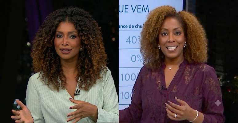 As apresentadoras Mariana Aldano e Fernanda Carvalho no 'SP2' da Globo
