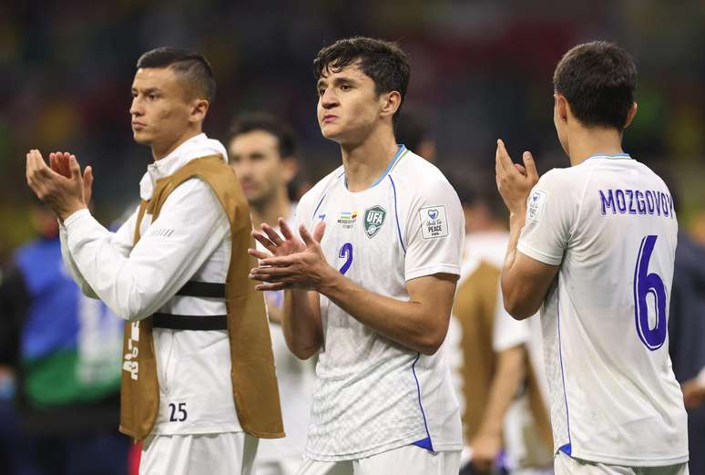MEXICO CITY, MEXICO &ndash; JUNE 17: Abdukodir Khusanov #2 and players of Uzbekistan applaud fans after the team&rsquo;s 1-3 defeat in the FIFA World Cup 2026 Group K match between Uzbekistan and Colombia at Mexico City Stadium on June 17, 2026 in Mexico City, Mexico. (Photo by Carl Recine/Getty Images)