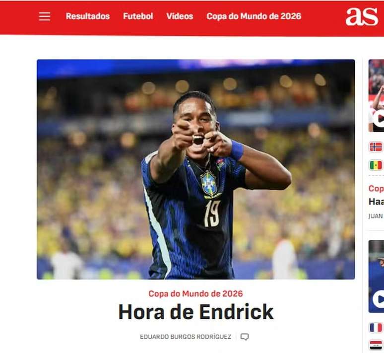 Jornal espanhol diz que chegou a hora de Endrick ser titular do Brasil &ndash;