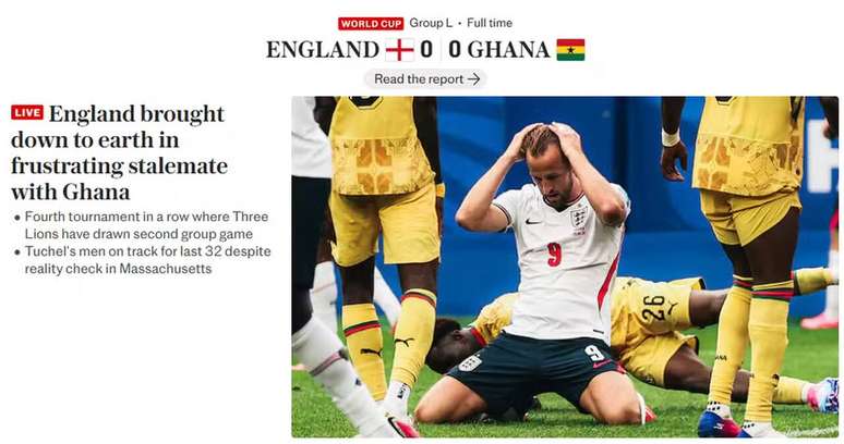 Inglaterra s&oacute; empatou com Gana pela Copa do Mundo &ndash;