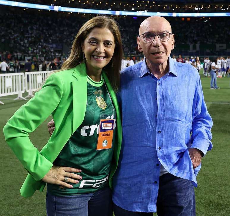 Presidente do Palmeiras, Leila Pereira, e seu marido, Jos&eacute; Roberto Lamacchia, donos da Crefisa e da FAM &ndash; Cesar Greco/Palmeiras/by Canon