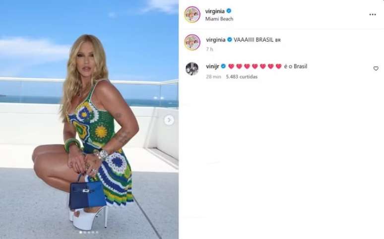 Vini Jr. comenta foto de Virg&iacute;nia Fonseca e chama aten&ccedil;&atilde;o dos seguidores
