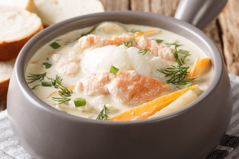 Sopa cremosa de peixe (Fiskesuppe) (