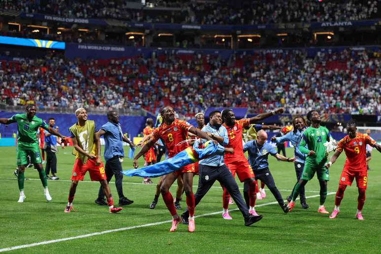 Jogadores do Congo celebram classifica&ccedil;&atilde;o para a segunda fase&nbsp;