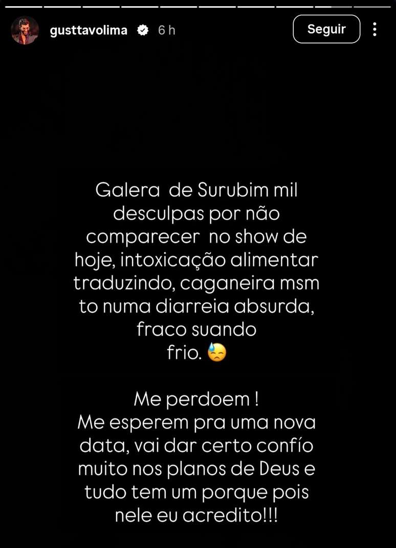 Foto: Reprodu&ccedil;&atilde;o &ndash; Instagram/@gusttavolima