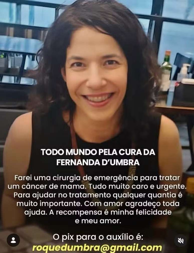Atriz Fernanda D'Umbra cria &lsquo;vaquinha&rsquo; para tratamento de c&acirc;ncer e ganha apoio de famosos