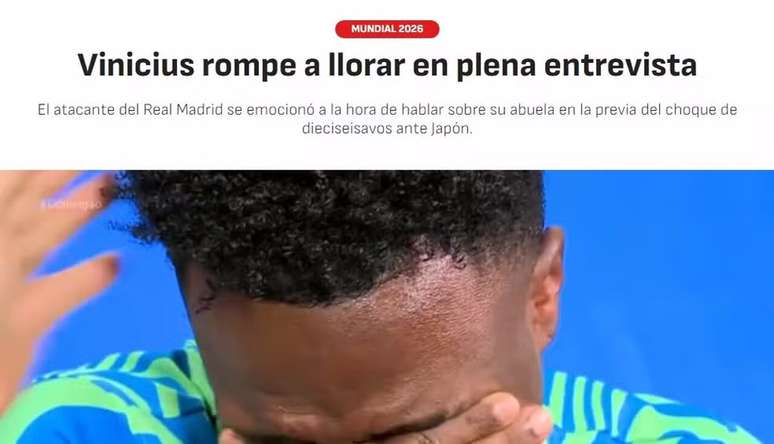 Imprensa internacional repercute choro de Vini Jr -