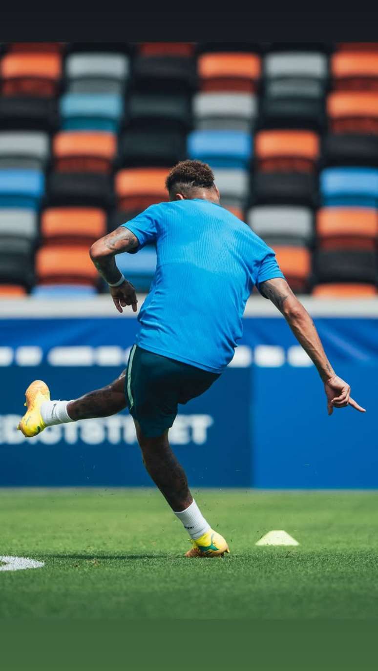 Photo by Neymar Jr on June 28, 2026. May be an image of football, soccer, cleats, ball, sports equipment, stadium and text.