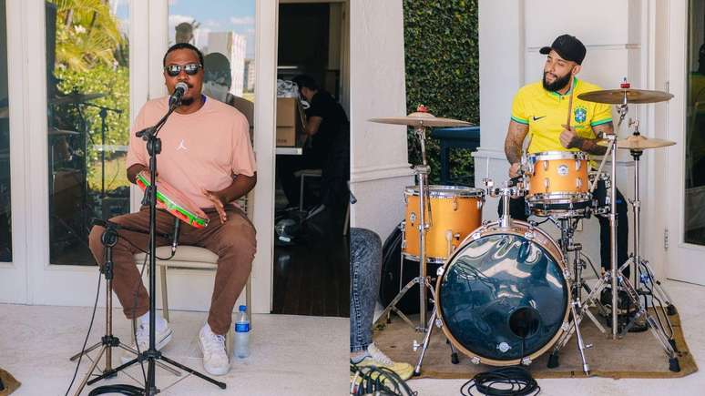 Duas fotos dos cantores.
