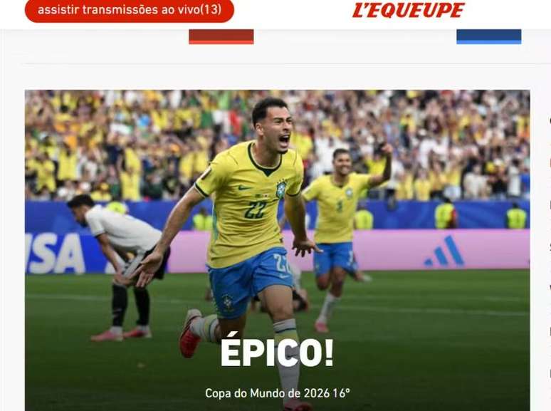 O jornal franc&ecirc;s L Equipe entitulou como &eacute;pico 