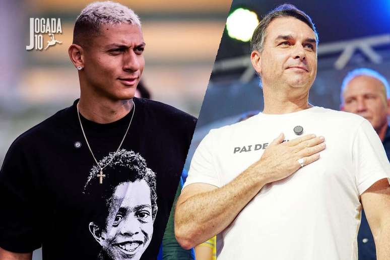 Richarlison comentou o caso nas redes sociais &ndash; Fotos: reprodu&ccedil;&otilde;es de instagram/ @richarlison e @flaviobolsonaro