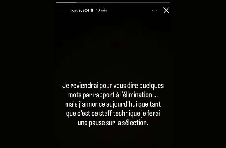 Pape Gueye anunciou afastamento da sele&ccedil;&atilde;o de Senegal nas redes &ndash;