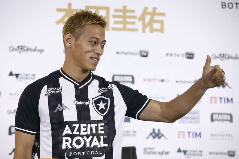 Keisuke Honda durante apresenta&ccedil;&atilde;o no Botafogo, em 2020, no Rio de Janeiro &ndash; 