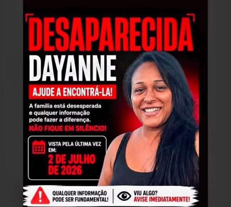 Dayanne Rodrigues do Carmo de Souza est&aacute; desaparecida desde a manh&atilde; de quinta-feira (2) &ndash;