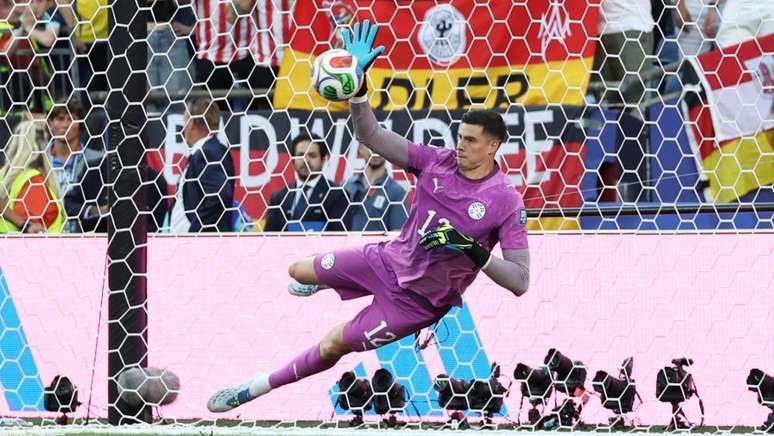 Orlando Gill defendeu dois p&ecirc;naltis na vit&oacute;ria do Paraguai sobre a Alemanha nas oitavas de final