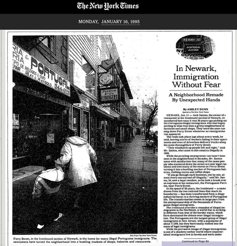 Mat&eacute;ria do NYT de 1995 intitulada 'Em Newark, imigra&ccedil;&atilde;o sem medo'